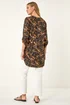 Roman Black Floral Longline Buttoned Top - 12 Image 3