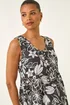 Roman Black Floral V-Neck Buttoned Top - 20 Image 4