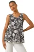 Roman Black Floral V-Neck Buttoned Top - 20 Image 1