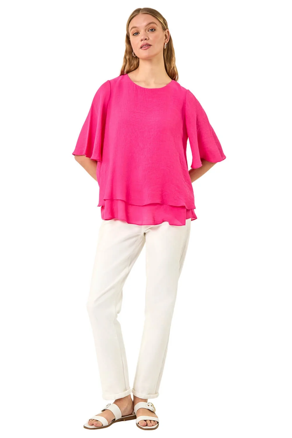 Roman Cerise Double Layered Tunic Top - Size 14 Image 2