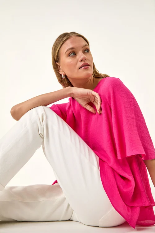 Roman Cerise Double Layered Tunic Top - Size 14 Image 3