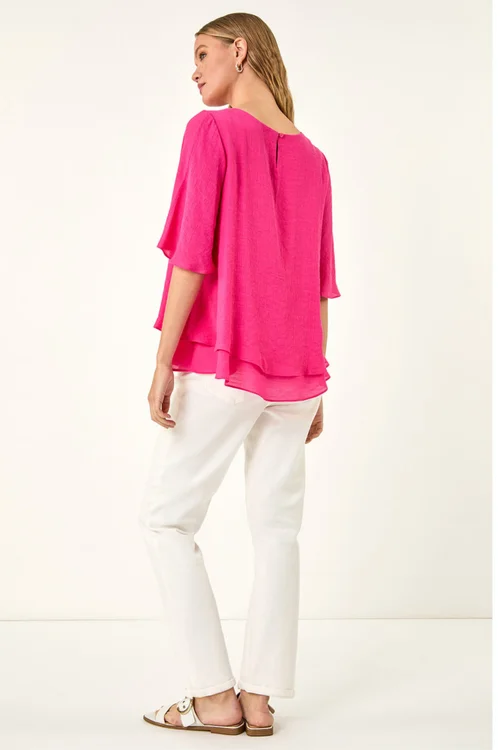 Roman Cerise Double Layered Tunic Top - Size 14 Image 4