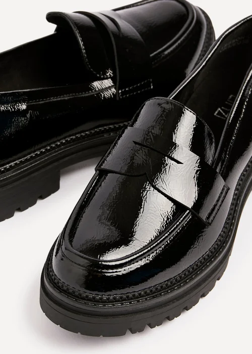 Linzi Lesson Black Patent Chunky Loafers - 3 Image 4