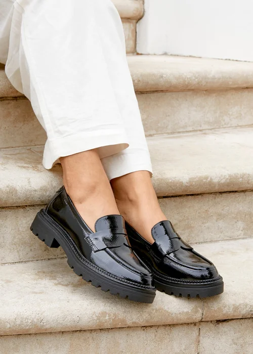 Linzi Lesson Black Patent Chunky Loafers - 3 Image 1