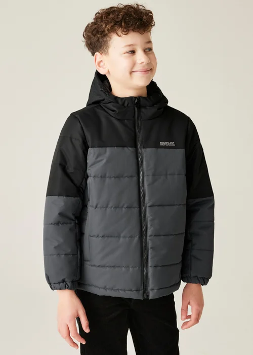 Regatta Black/Grey Kids' Lofthouse Reflective Jacket (3-16yrs) - 7-8 Yrs Image 1