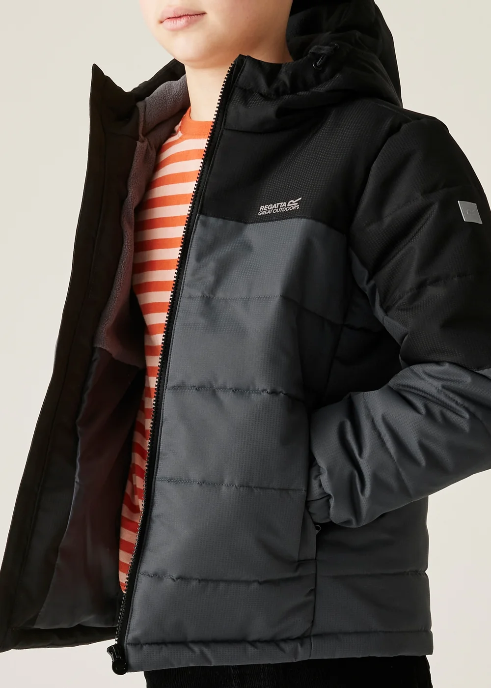 Regatta Black/Grey Kids' Lofthouse Reflective Jacket (3-16yrs) - 7-8 Yrs Image 5