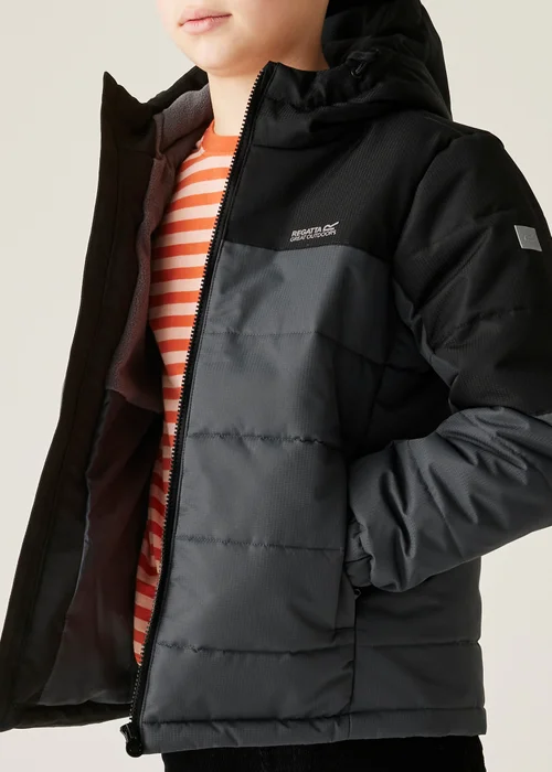 Regatta Black/Grey Kids' Lofthouse Reflective Jacket (3-16yrs) - 7-8 Yrs Image 5