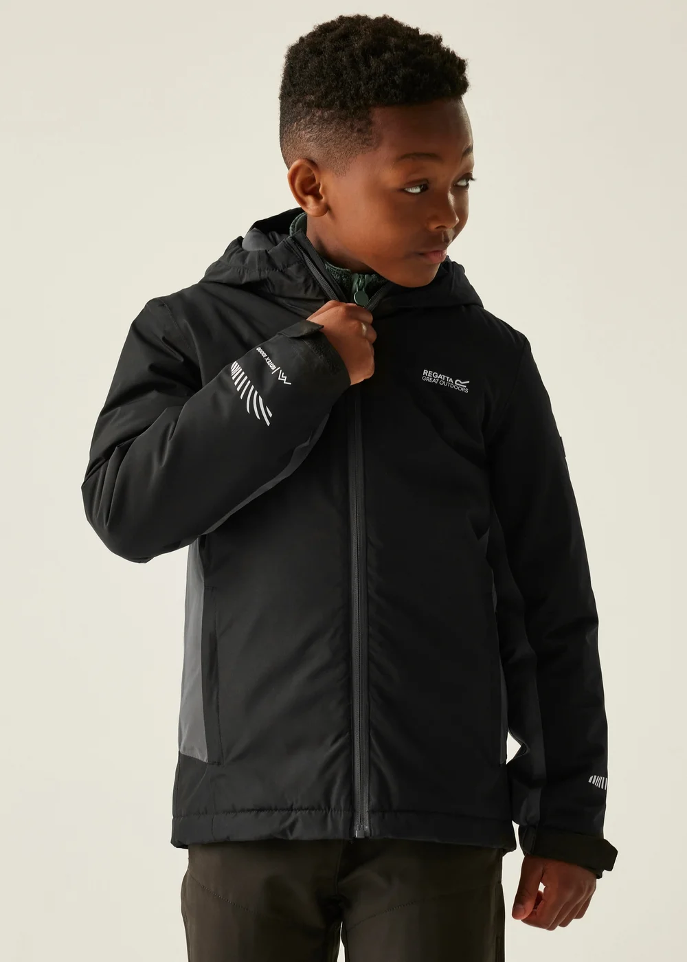 Regatta Black/Grey Kids' Hurdle Reflective Waterproof Insulated Jacket (3-16yrs) - 5-6 Yrs Image 1