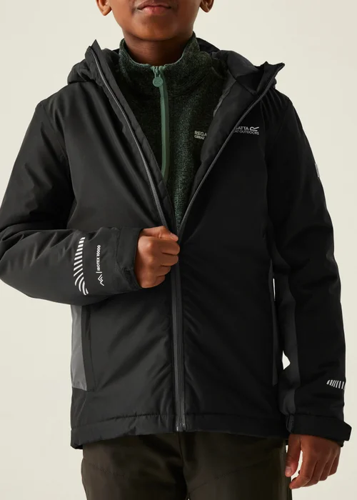 Regatta Black/Grey Kids' Hurdle Reflective Waterproof Insulated Jacket (3-16yrs) - 5-6 Yrs Image 4