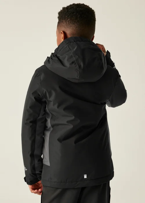 Regatta Black/Grey Kids' Hurdle Reflective Waterproof Insulated Jacket (3-16yrs) - 5-6 Yrs Image 2