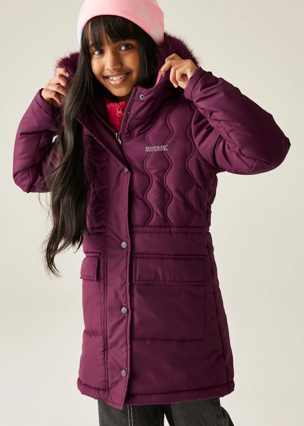 Regatta Aubergine Kids' Fabrizia II Reflective Jacket (3-16yrs) - 3-4 Yrs Image 4