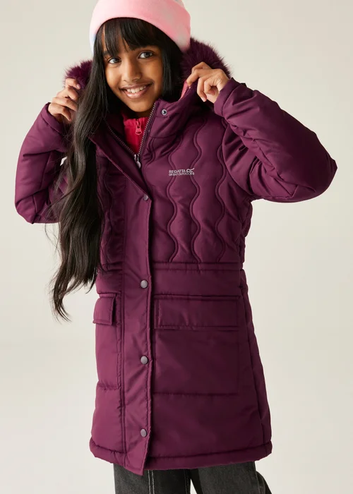 Regatta Aubergine Kids' Fabrizia II Reflective Jacket (3-16yrs) - 3-4 Yrs Image 4