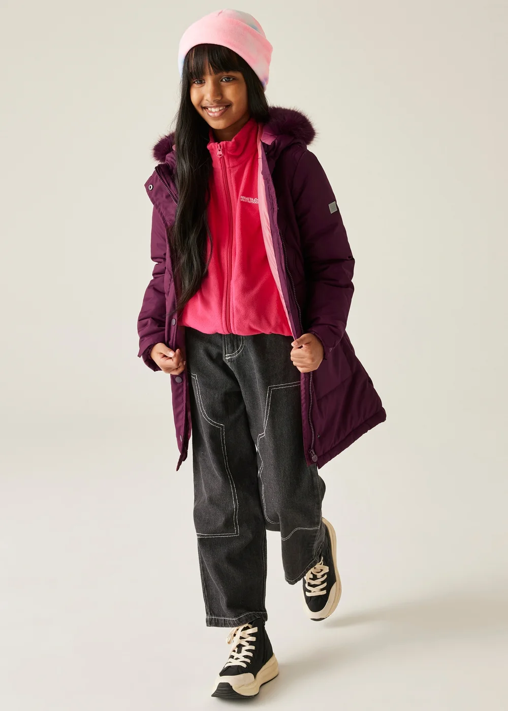 Regatta Aubergine Kids' Fabrizia II Reflective Jacket (3-16yrs) - 3-4 Yrs Image 3