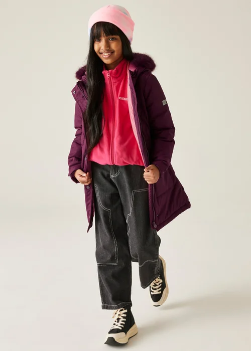 Regatta Aubergine Kids' Fabrizia II Reflective Jacket (3-16yrs) - 3-4 Yrs Image 3