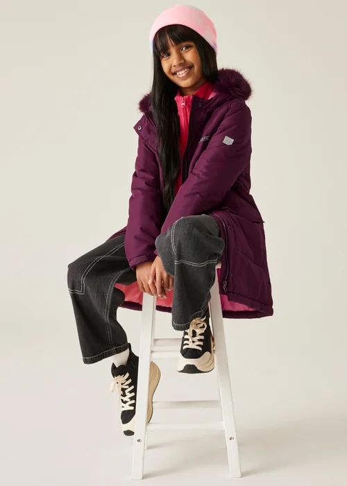 Regatta Aubergine Kids' Fabrizia II Reflective Jacket (3-16yrs) - 3-4 Yrs Image 5