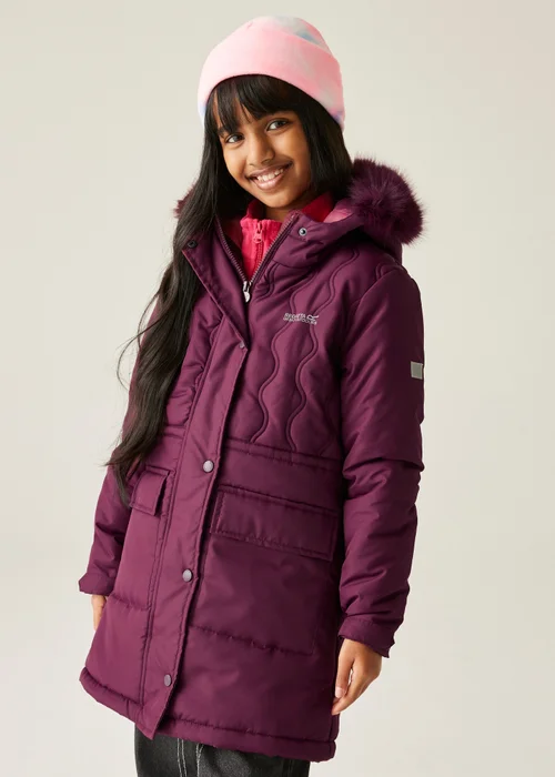 Regatta Aubergine Kids' Fabrizia II Reflective Jacket (3-16yrs) - 3-4 Yrs Image 1