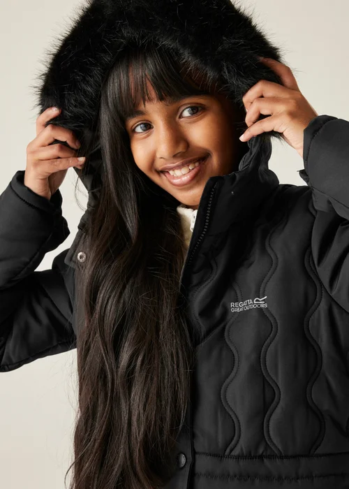 Regatta Black Kids' Fabrizia II Reflective Jacket (3-16yrs) - 11-12 Yrs Image 5