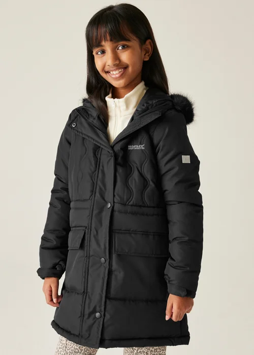 Regatta Black Kids' Fabrizia II Reflective Jacket (3-16yrs) - 11-12 Yrs Image 1