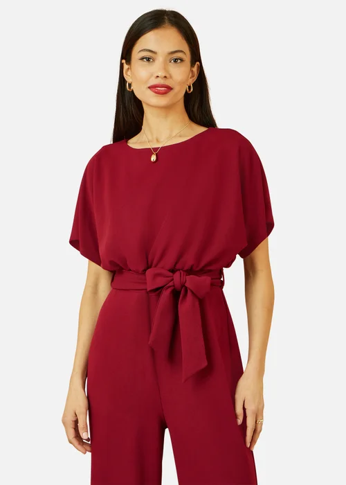 Yumi Burgundy Batwing Stretch Jumpsuit - 16 Image 2