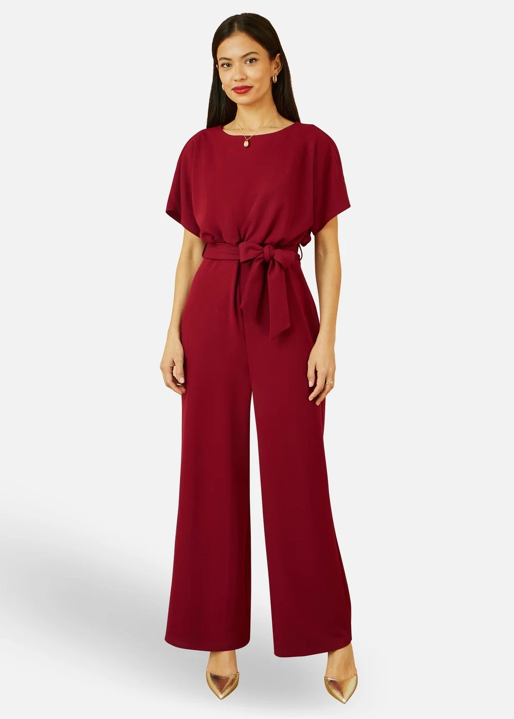 Yumi Burgundy Batwing Stretch Jumpsuit - 16 Image 1