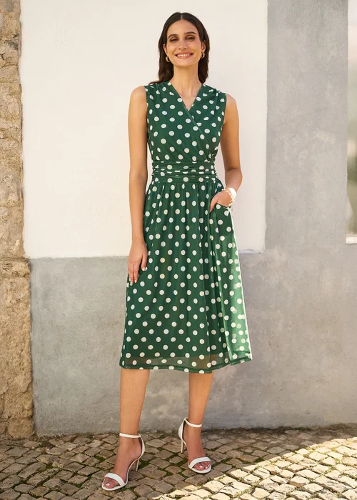Yumi Green Mesh Wrap Dress With Pockets - 16 Image 3