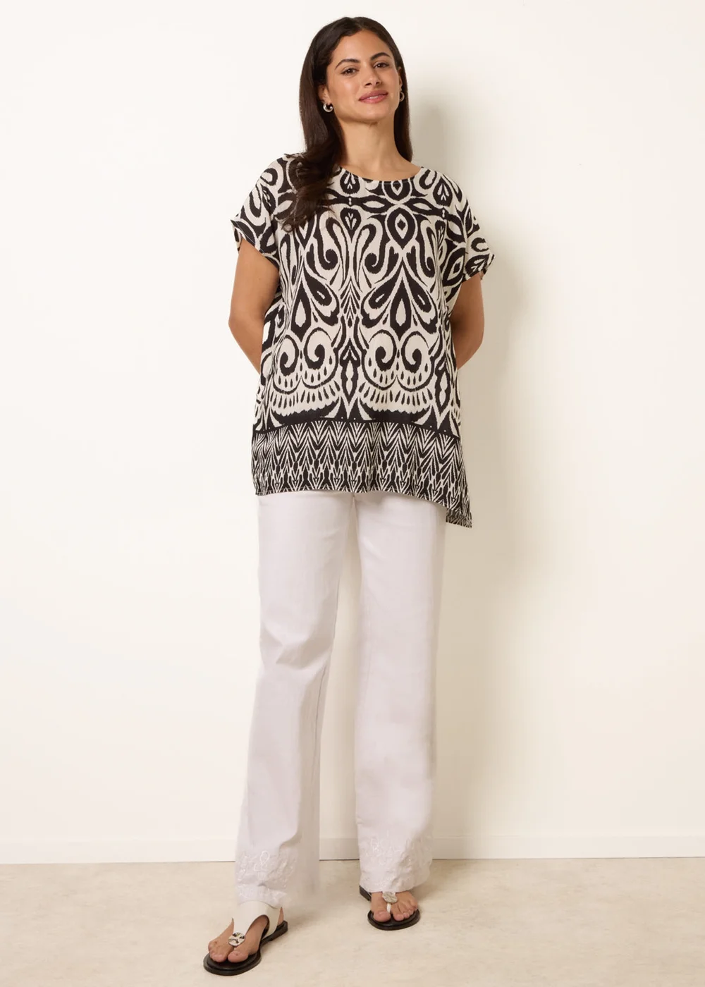 Blue Vanilla Black Round Neck Top With Abstract Print - S Image 2