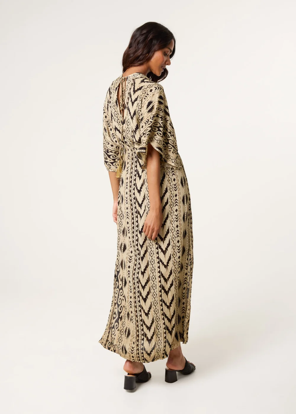 Blue Vanilla Beige Double V Kimono Style Midi Dress - S/M Image 5