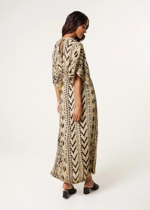 Blue Vanilla Beige Double V Kimono Style Midi Dress - S/M Image 5