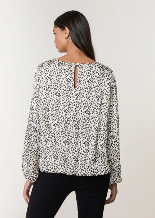 Blue Vanilla Black Leopard Print Elasticated Hem Blouse - S Image 4