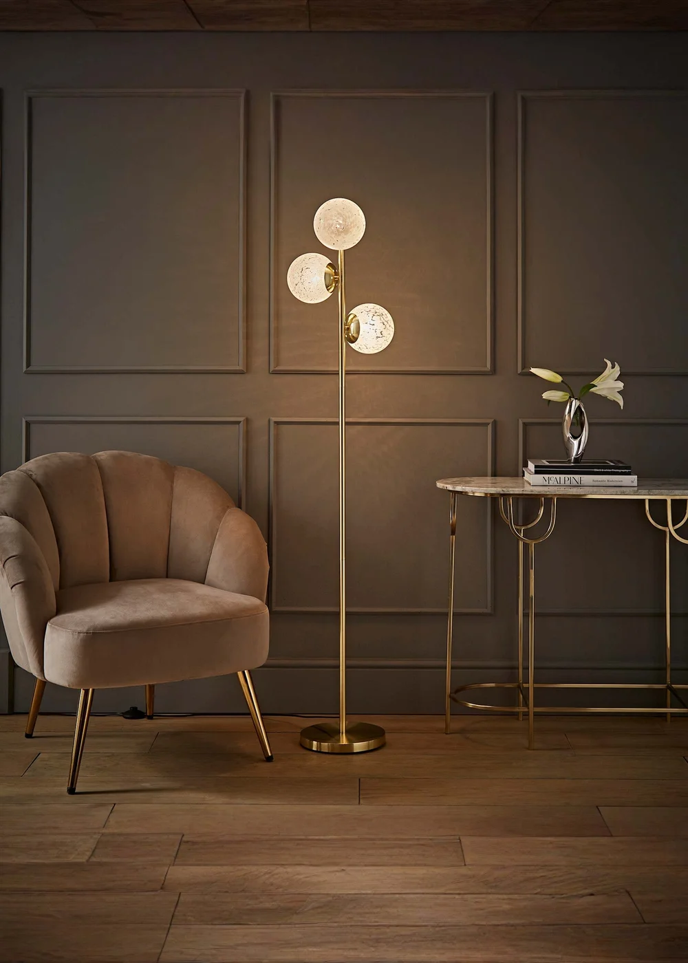 ValueLights Jas Floor Lamp with Confetti Glass Lampshades - One Size Image 1