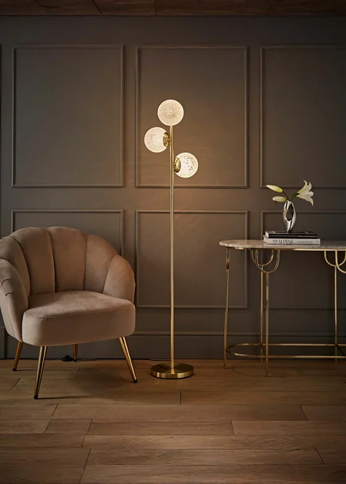 ValueLights Jas Floor Lamp with Confetti Glass Lampshades - One Size Image 1