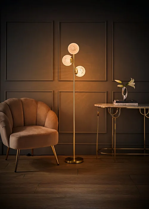 ValueLights Jas Floor Lamp with Confetti Glass Lampshades - One Size Image 2
