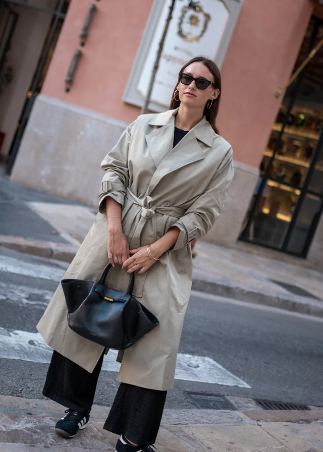 Gini London Sage Green Double Breast Longline Belted Trench Coat