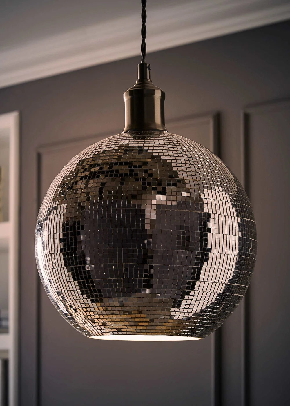 ValueLights Dolly Silver Disco Ball Easy Fit Lampshade - One Size Image 2
