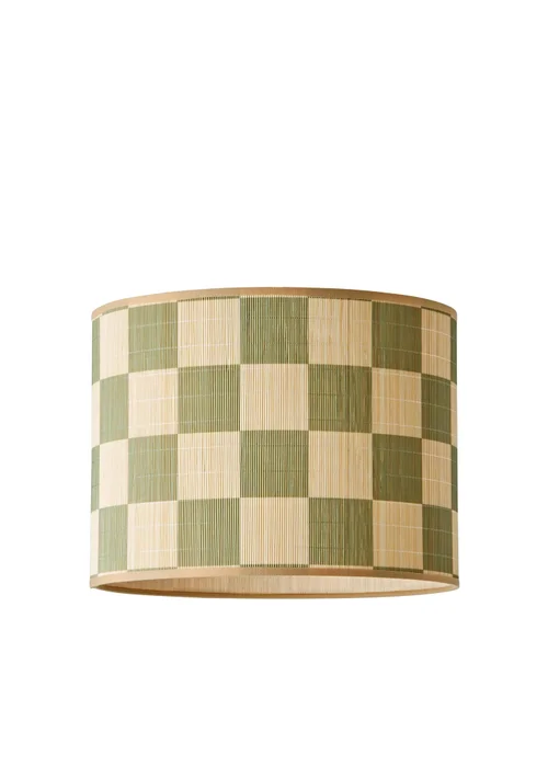 ValueLights Lori Green Checker Bamboo Easy Fit Lampshade - One Size Image 5