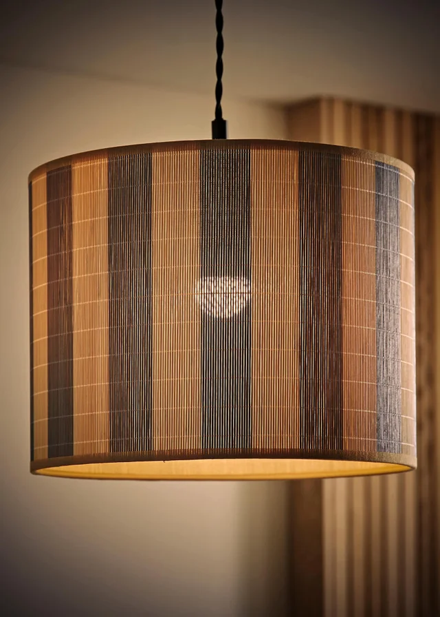 ValueLights Lori Blue Stripe Bamboo Easy Fit Lampshade