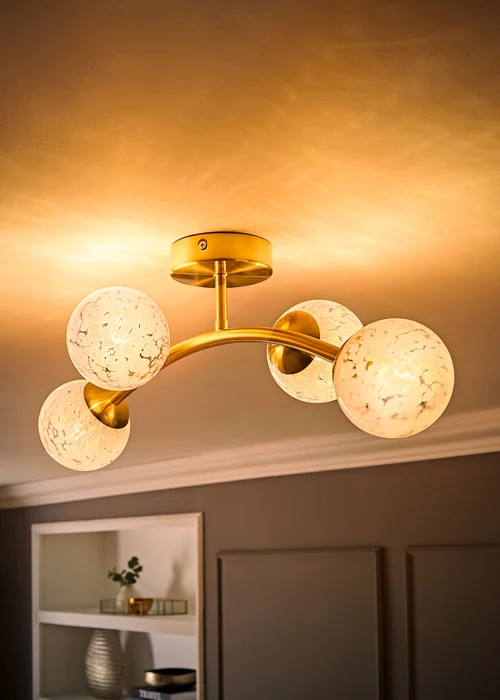 ValueLights Jas Ceiling Light with Confetti Glass Lampshades - One Size Image 2