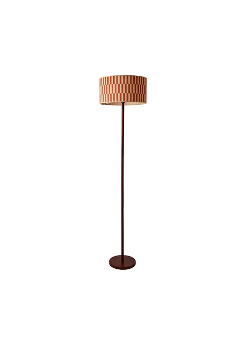 ValueLights Heather Dark Wood Floor Lamp with Orange Bamboo Lampshade - One Size Image 2