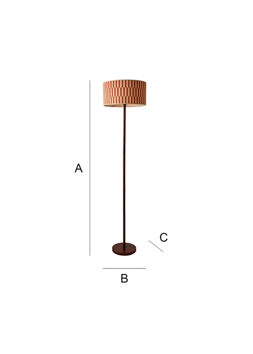 ValueLights Heather Dark Wood Floor Lamp with Orange Bamboo Lampshade - One Size Image 6