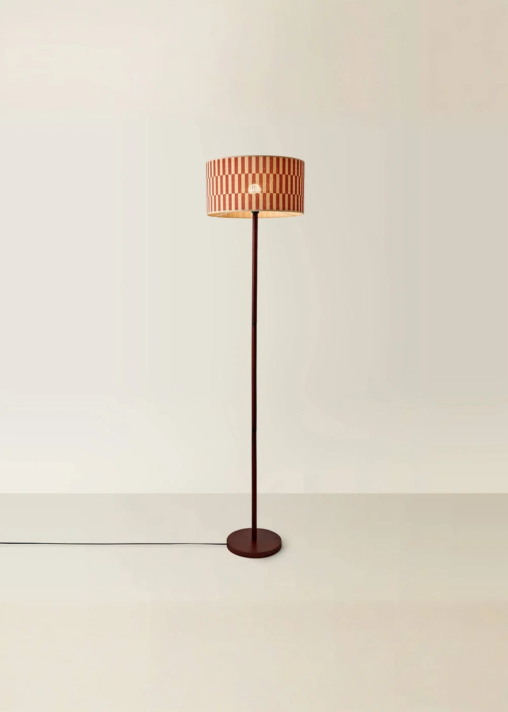 ValueLights Heather Dark Wood Floor Lamp with Orange Bamboo Lampshade - One Size Image 5