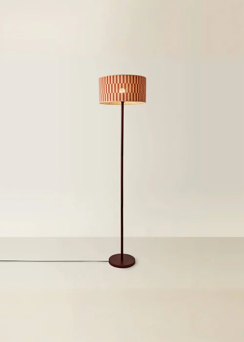 ValueLights Heather Dark Wood Floor Lamp with Orange Bamboo Lampshade - One Size Image 5