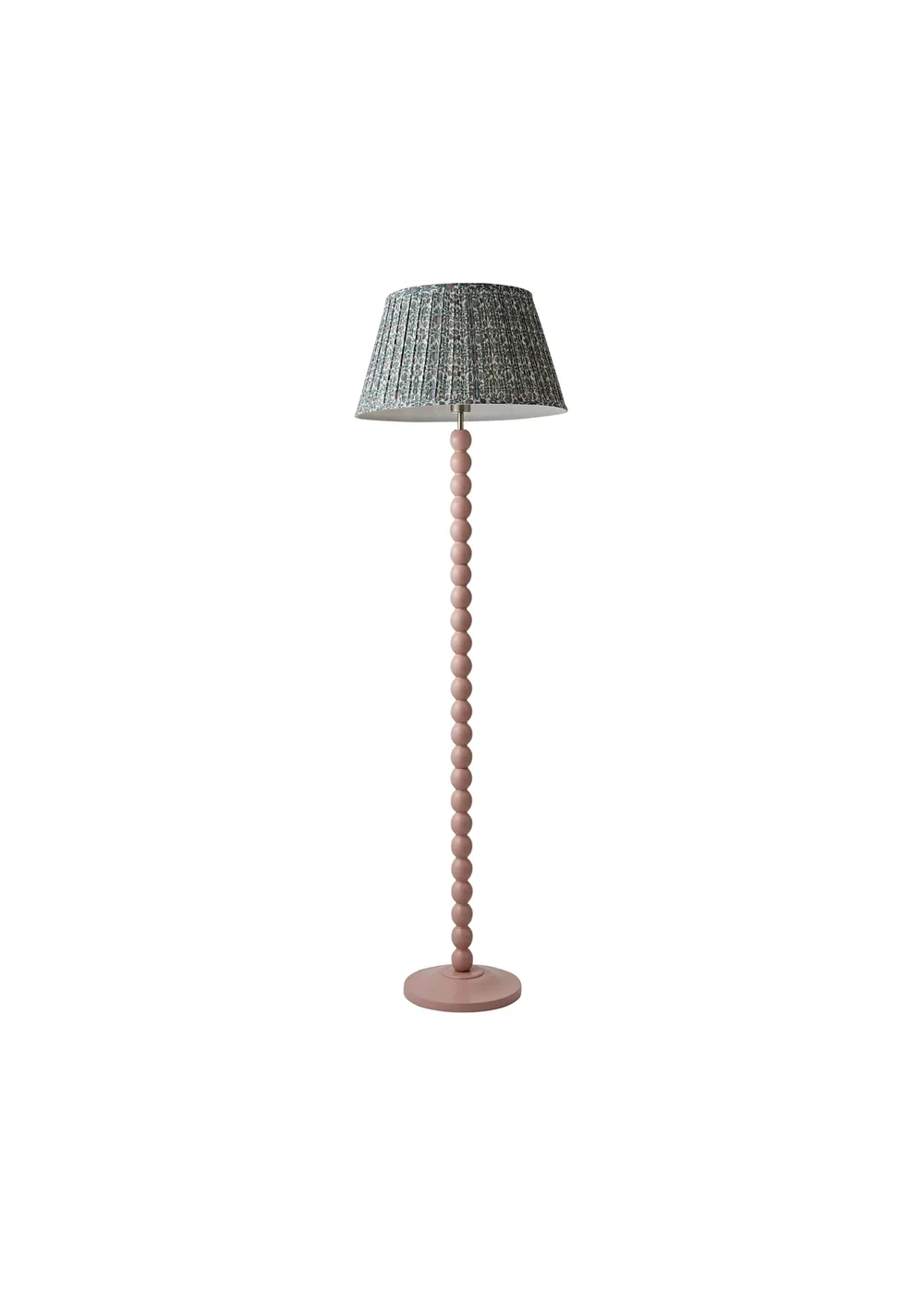 ValueLights Rose Pink Bobbin Floor Lamp with Floral Pleated Lampshade - One Size Image 2