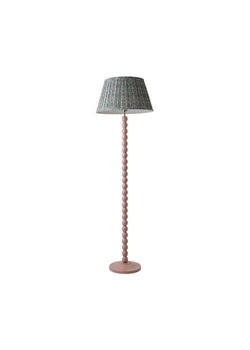 ValueLights Rose Pink Bobbin Floor Lamp with Floral Pleated Lampshade - One Size Image 2