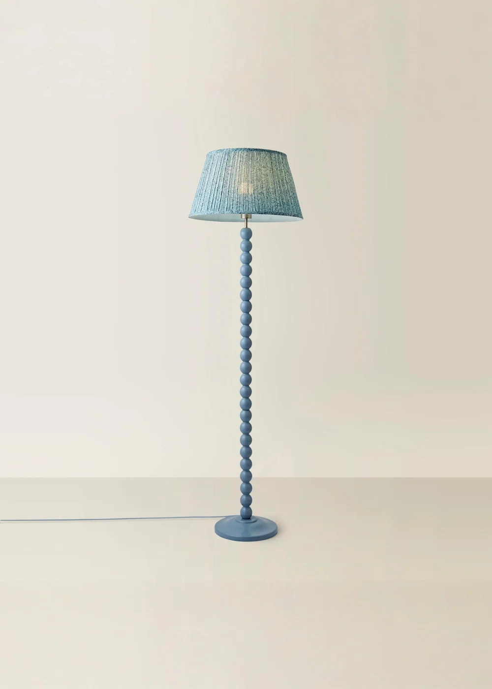 ValueLights Powder Blue Bobbin Floor Lamp with Leaf Pleated Lampshade - One Size Image 5