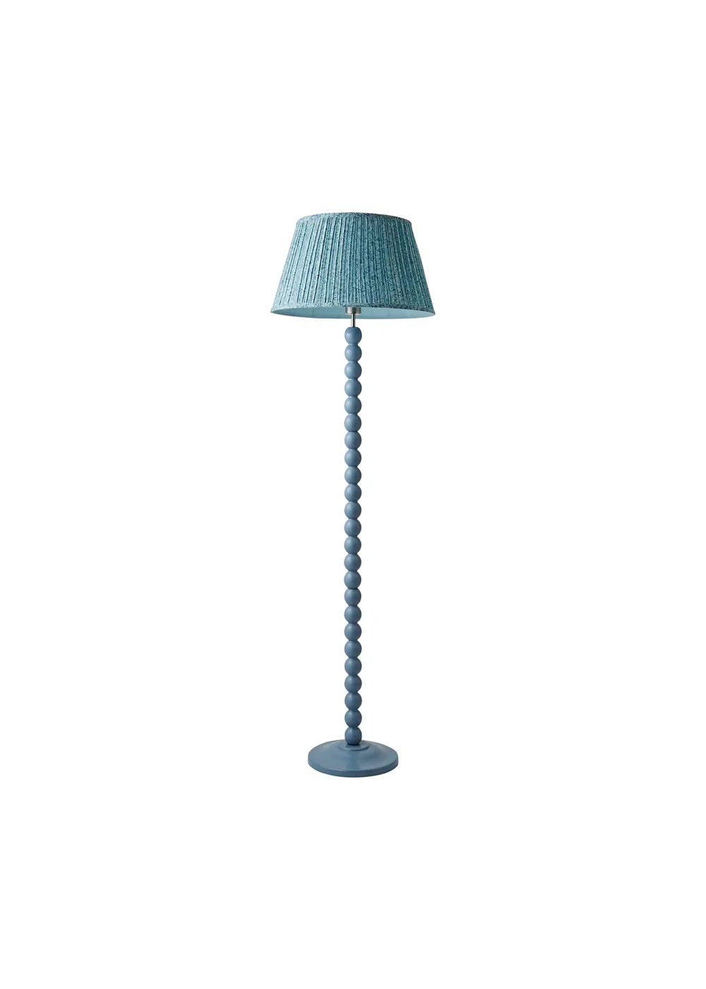 ValueLights Powder Blue Bobbin Floor Lamp with Leaf Pleated Lampshade - One Size Image 2
