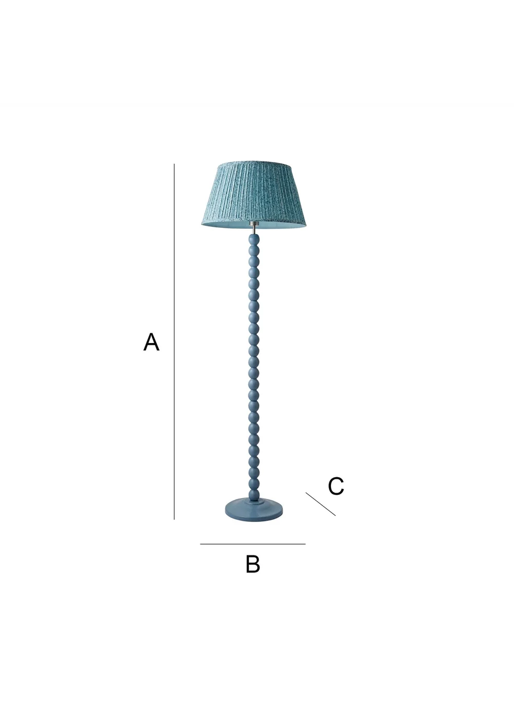 ValueLights Powder Blue Bobbin Floor Lamp with Leaf Pleated Lampshade - One Size Image 6