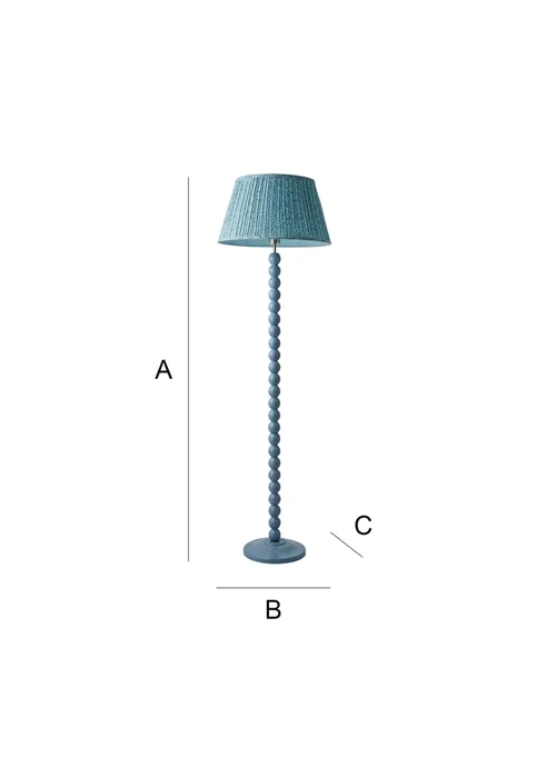 ValueLights Powder Blue Bobbin Floor Lamp with Leaf Pleated Lampshade - One Size Image 6