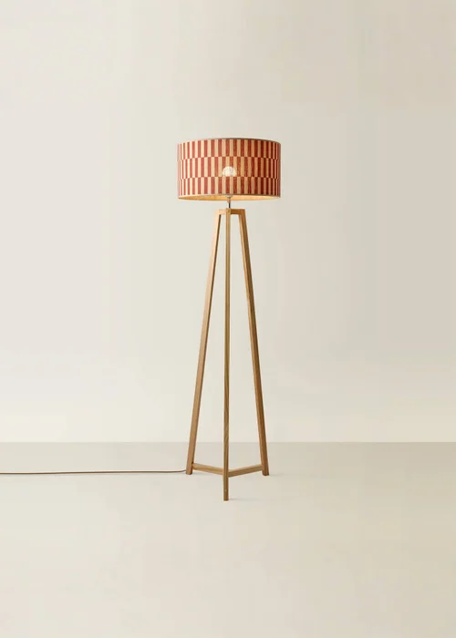 ValueLights Lottie Natural Floor Lamp with Orange Bamboo Lampshade - One Size Image 5