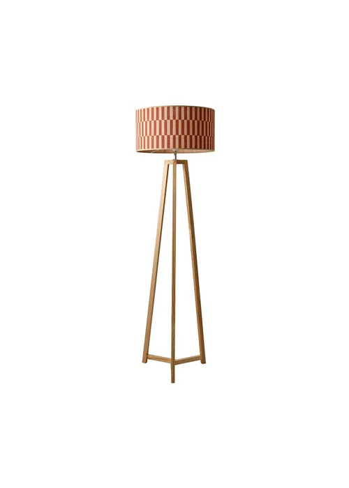 ValueLights Lottie Natural Floor Lamp with Orange Bamboo Lampshade - One Size Image 2