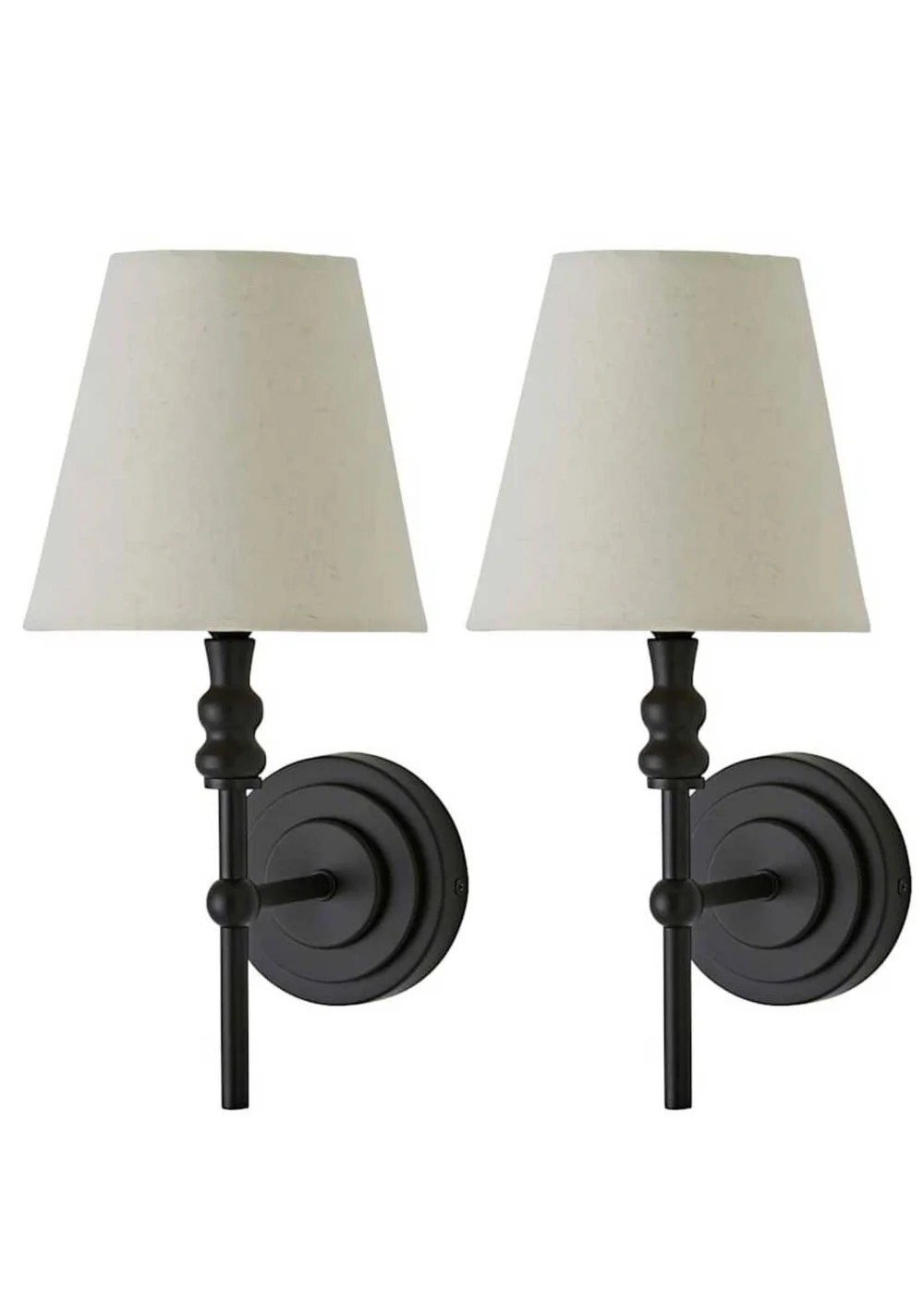 ValueLights Pair of Maggie Black Wall Lights - One Size Image 1